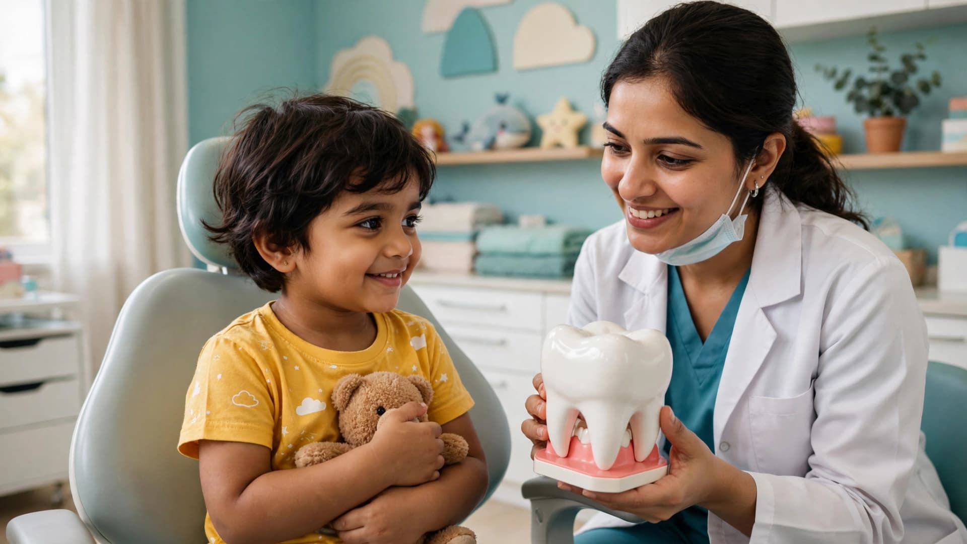 Child's first dental visit with a pediatric dentist, guide by Dr. Nikita Sharma